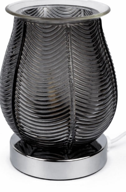 Wax Warmer Ribbed Glass Smoke Black