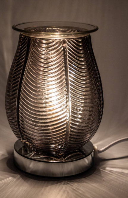 Wax Warmer Ribbed Glass Smoke Black